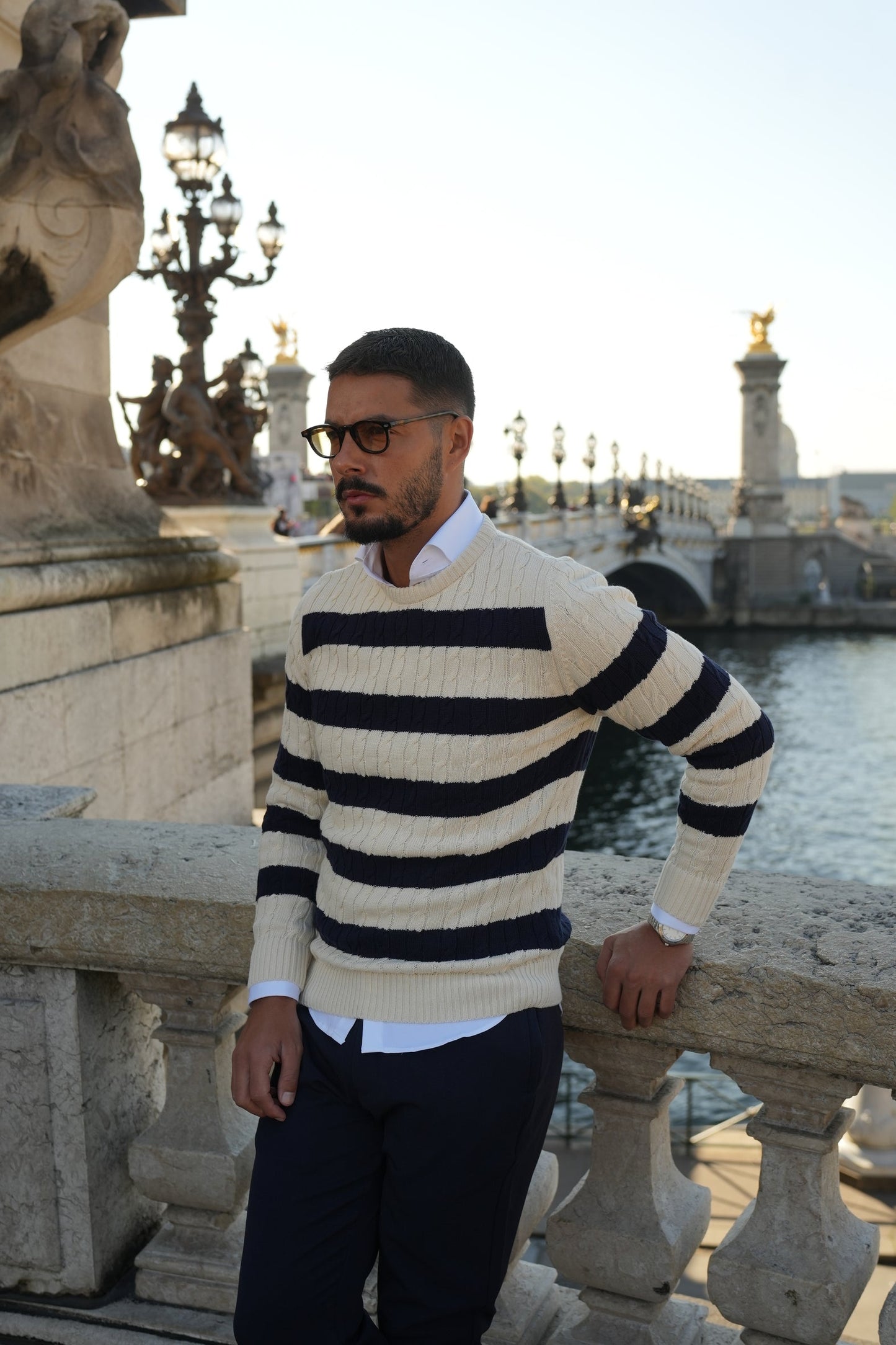 DONATO NAVY & PEARL SWEATER