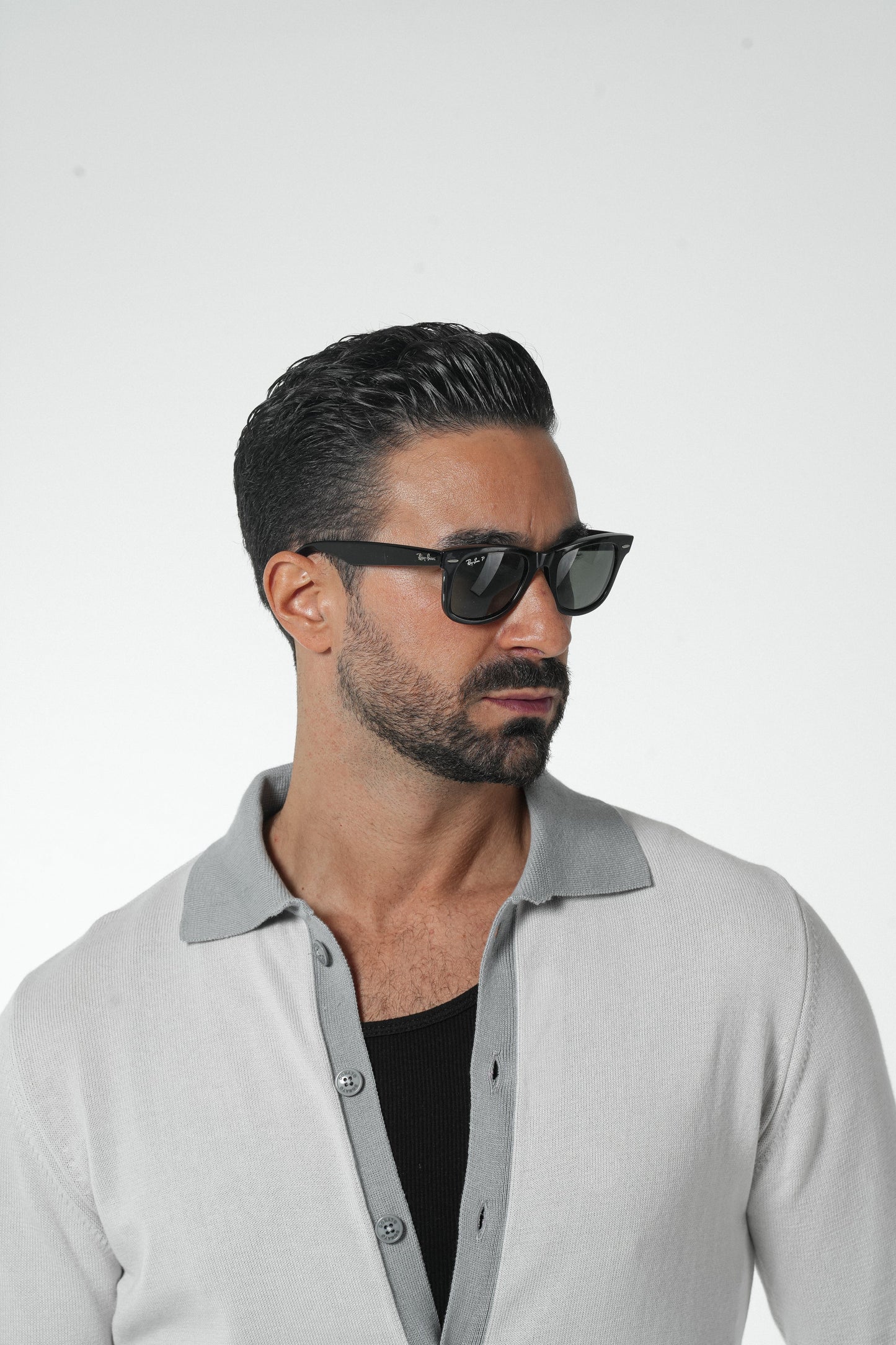 DONATO LIGHT GREY BUTTONED CARDIGAN