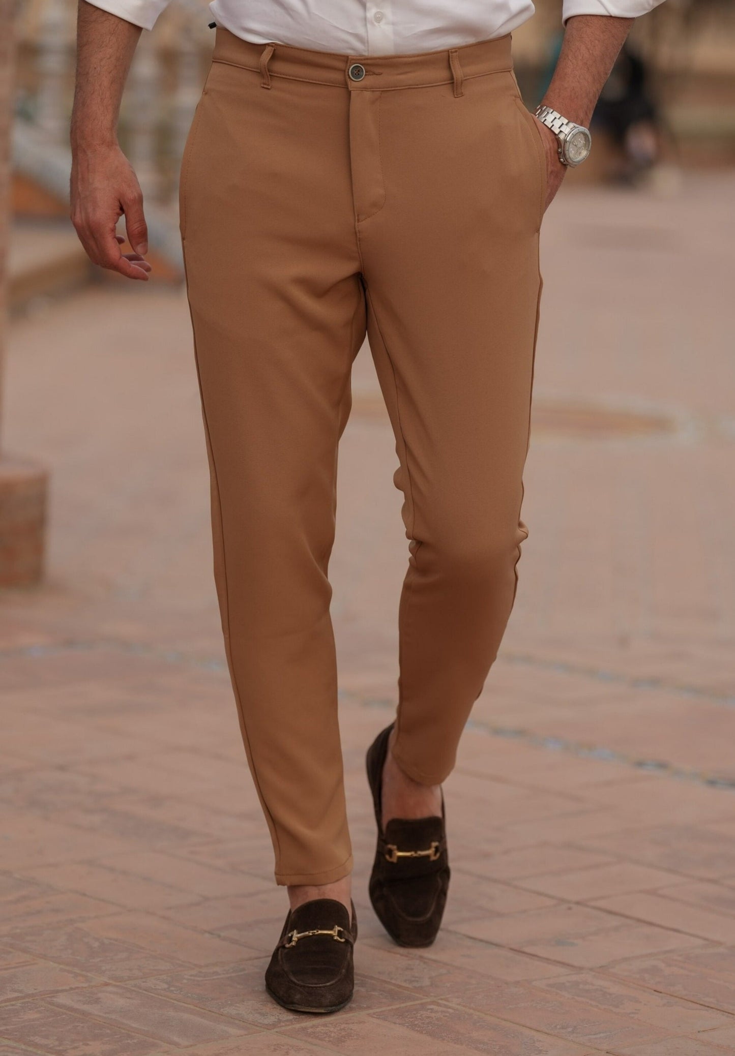 DONATO CAMEL ELASTIC PANTS