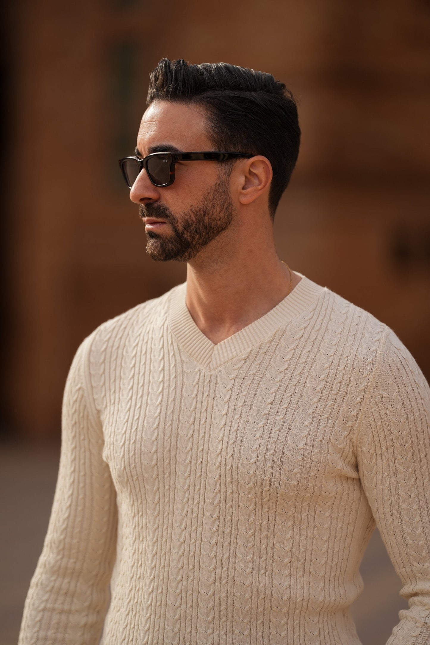 DONATO BEIGE V-NECK