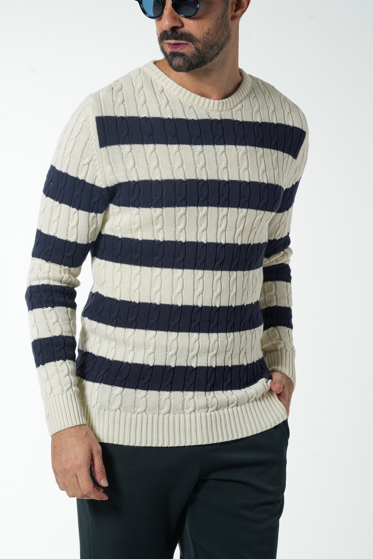 DONATO NAVY & PEARL SWEATER